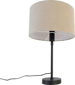 Stolná lampa čierna nastaviteľná s tienidlom svetlohnedá 35 cm - Parte