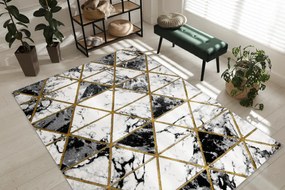 Koberec EMERALD exkluzívne 1020 glamour, štýlový mramor, trojuholníky čierna / zlato Veľkosť: 80x150 cm