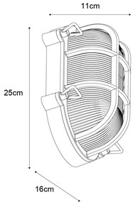 Vonkajšia nástenná lampa strieborná oválna IP44 - Noutica