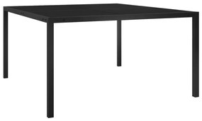Záhradný stôl 130x130x72 cm čierny oceľ a sklo