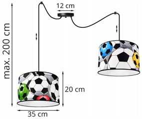 Detské závesné svietidlo SOCCER SPIDER, 2x textilné tienidlo so vzorom, (výber z 2 farieb konštrukcie)