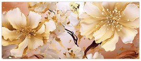 Obraz - Zlaté kvety (120x50 cm)