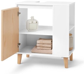 Umývadlová skrinka s dvierkami a poličkou naboku