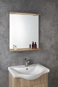 Aqualine Aqualine, KORIN STRIP zrkadlo s LED osvetlením 60x70x12cm, dub platin, KO990S
