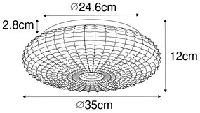 Klasické stropné svietidlo čierne s dymovým sklom 35 cm IP44 - Nohmi
