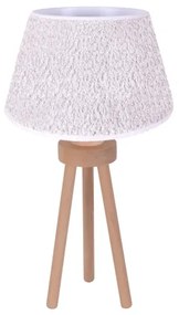 Duolla - Stolná lampa BOUCLE 1xE27/15W/230V pr. 28 cm biela/drevo