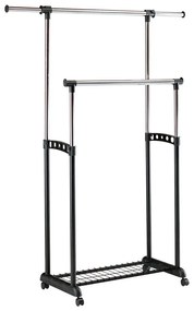 Mobilný kovový vešiak 170x142 cm čierna/lesklý chróm