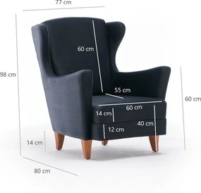 Tmavosivé kreslo ušiak Lola Brejer – Artie