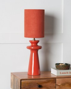 Stolná lampa z umelého semišu červená OTEROS Beliani