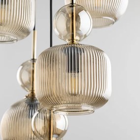 Luster na lanku SOPHIA 5xE14/10W/230V čierna/dýmová béžová