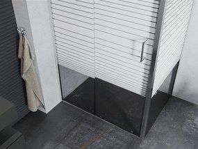 Mexen Apia sprchovací kút s posuvnými dverami 135 (dvere) x 80 (stena) cm, 5mm číre sklo s pásikmi, chrómový profil, 840-135-080-01-20