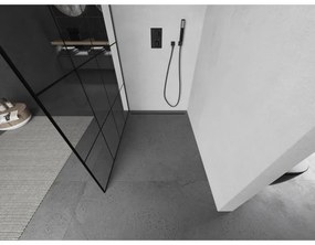 Mexen Kioto, sprchová zástena Walk-In 160 x 200 cm, 8mm číre sklo čierny vzor, grafitový profil, 800-160-101-66-77