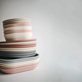 Mushie hranatý tanier 2 ks - Blush