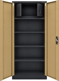 Kovová skriňa s úložným priestorom antracitová/orech, 900x1850x450 mm: TOMASZ Eco Design