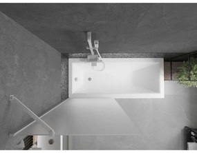 Mexen Next, vaňová zástena 1-krídlová 80 x 150 cm, fixné krídlo, 6 mm námraza sklo, biely profil, 895-080-000-00-30-20
