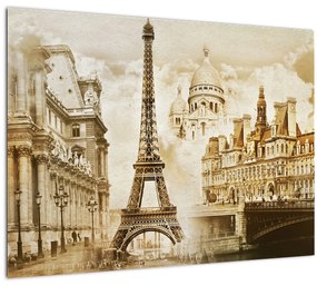 Sklenený obraz - Parížske pamiatky (70x50 cm)