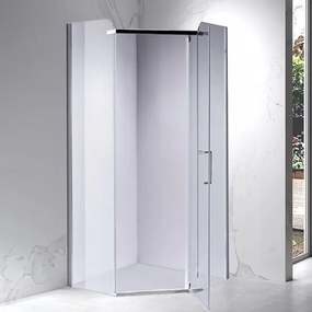 BPS-koupelny Päťuholníkový sprchovací kút KZ91B 90x90 chróm/transparent - bez vaničky