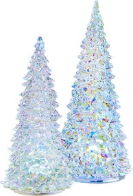 CRYSTAL LED Jedľa sklenená 28 cm - strieborná