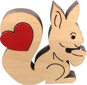 AMADEA Drevená veverička so srdcom, masívne drevo, 5 x 4,9 cm, český výrobok