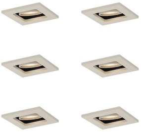 Sada 6 moderných zapustených bodových svetiel béžová GU10 50 mm otočné a naklápacie - Qure