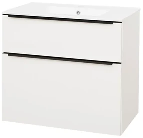 Mereo Mereo, Mailo, kúpeľňová skrinka s keramickým umývadlom 81 cm, čierne madlo, MER-CN541B