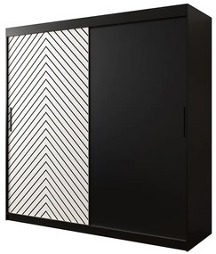 Skriňa Jodełka 200 čierna/biely/čierna
