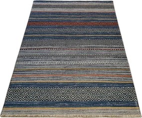 HU Viacfarebný pruhovaný koberec Banco 1049-modrý Rozmer: 60x110 cm