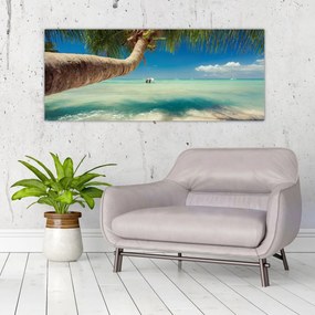 Obraz - Čisté more s palmou (120x50 cm)
