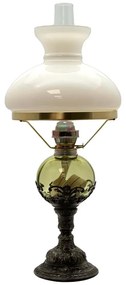 Petrolejová lampa DRAHOMÍRA 50 cm lesná zelená zdobená cínom