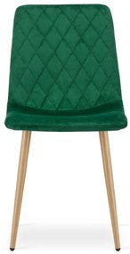 Set dvoch jedálenských stoličiek TURIN zamatové, tmavozelené / hnedé nohy (2 ks)