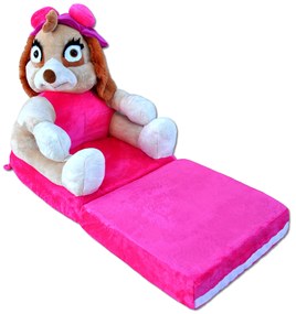 Detské plyšové rozkladacie kresielko PSÍK - ružové