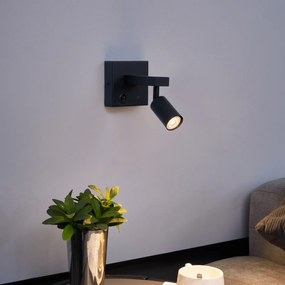 Moderné čierne nástenné svietidlo s USB-C, naklápacie - Rex