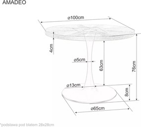 Okrúhly jedálenský stôl AMADEO 100x100 cm, dekor orech