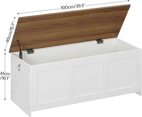 Lavice s úložným prostorem Vasagle Braisy 100 cm bílá/ořech