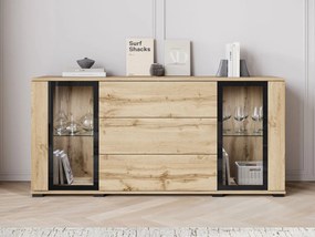 Široká komoda Hedvis SB 150 2D3S, Farby: čierna, Osvetlenie: bez osvetlenia