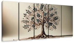 5-dielny obraz dekoratívny strom života s ornamentmi