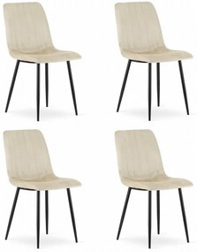 Set 4 kresiel LAVA - béžový zamat / čierne nohy