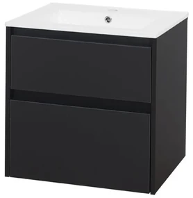 Mereo Mereo, Opto, kúpeľňová skrinka s keramickým umývadlom 61 cm, biela, dub, biela/dub, čierna, MER-CN940