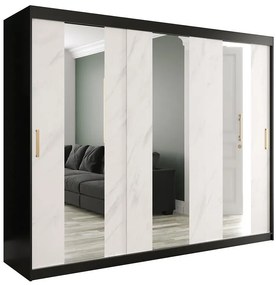 Skriňa Marmur Pole 250 čierna/mramor biely