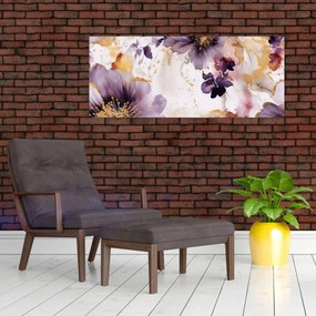 Obraz - Akvarelové kvety (120x50 cm)