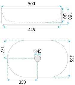 Rea Oktawia, umývadlo na dosku 490x355x150 mm, biela lesklá, REA-U6366