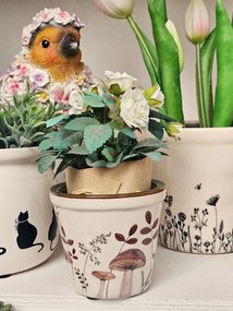 Béžový obal na kvetináč s hubkami Little Forest Jewels XS - Ø 8*7 cm