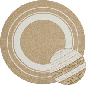Kusový koberec Braided 105556 Creme Beige kruh – na von aj na doma, 150x150 (priemer) kruh, béžová, chodba / predsieň, Hanse Home