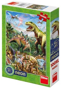 Puzzle 100XL Svet dinosaurov neon