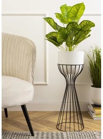 Kovový kvetináč LOFT 68x20 cm čierna/biela