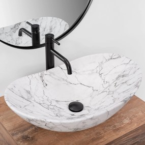 Rea Royal Marble, keramické umývadlo na dosku 61x36 cm, vzor Marble matná, REA-U8010