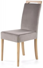 Jedálenská stolička CLARION – masív, látka, viac farieb dub medový / sivá