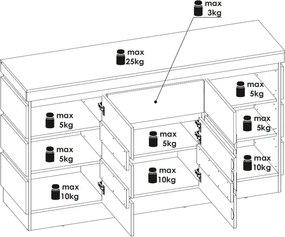 Široká úložná komoda Campania 161 cm, biela/antracit