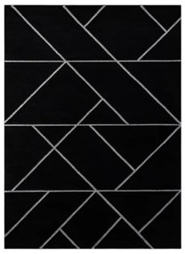 Koberec EMERALD exkluzívny 7543 glamour, styl geometrický čierny / strieborný