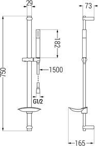 Mexen sprchový set DB70, chróm, 785704584-00